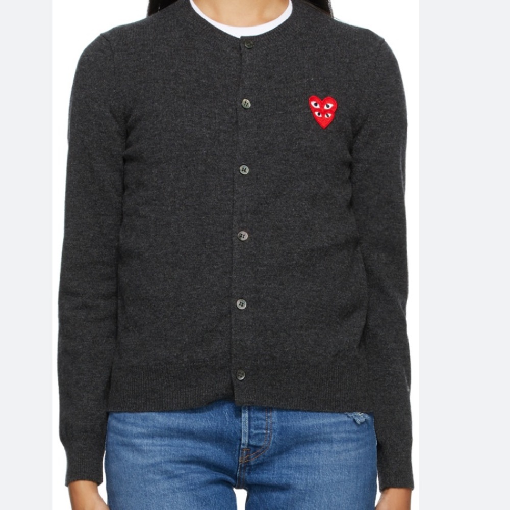COMME DES GARÇONS PLAY Wool Layered Double Heart CardiganXS EC worn once